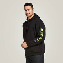 Load image into Gallery viewer, Ariat Mens Rebar Black/Lime Graphic Hoodie.