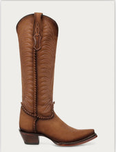 Load image into Gallery viewer, Women’s Corral Brown Embroidery &amp; Woven Tall Top Snip Toe Boot