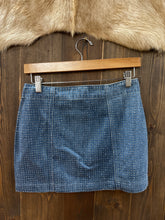 Load image into Gallery viewer, Dark Wash Rhinestone Miniskirt