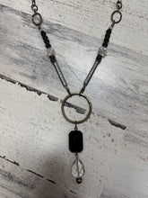 Load image into Gallery viewer, Long Black Gem And Circle Necklace