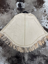 Load image into Gallery viewer, Women’s Lucky&amp;Blessed Ivory Suede Studded Fringe Cape