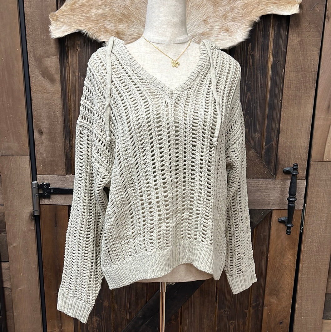 Women’s Open Knit Hooded Sweater