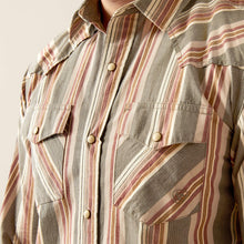 Load image into Gallery viewer, Ariat Hawk Retro Fit Dark Grey Striped Snap Up.