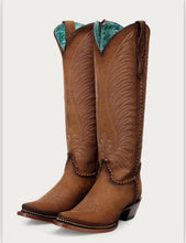 Load image into Gallery viewer, Women’s Corral Brown Embroidery &amp; Woven Tall Top Snip Toe Boot