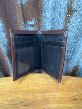 Load image into Gallery viewer, Men’s Tan And Brown Tooled Leather With Cowhide Wallet