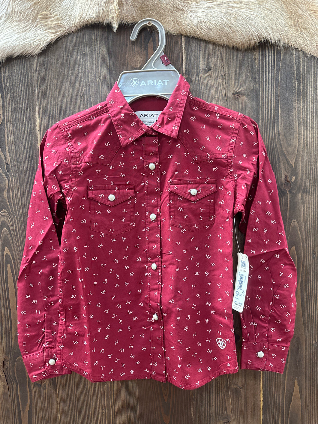 Ariat Girls Red Ranch LS Snap Shirt