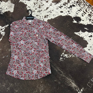 Women’s Cinch Burgundy LS Button Up