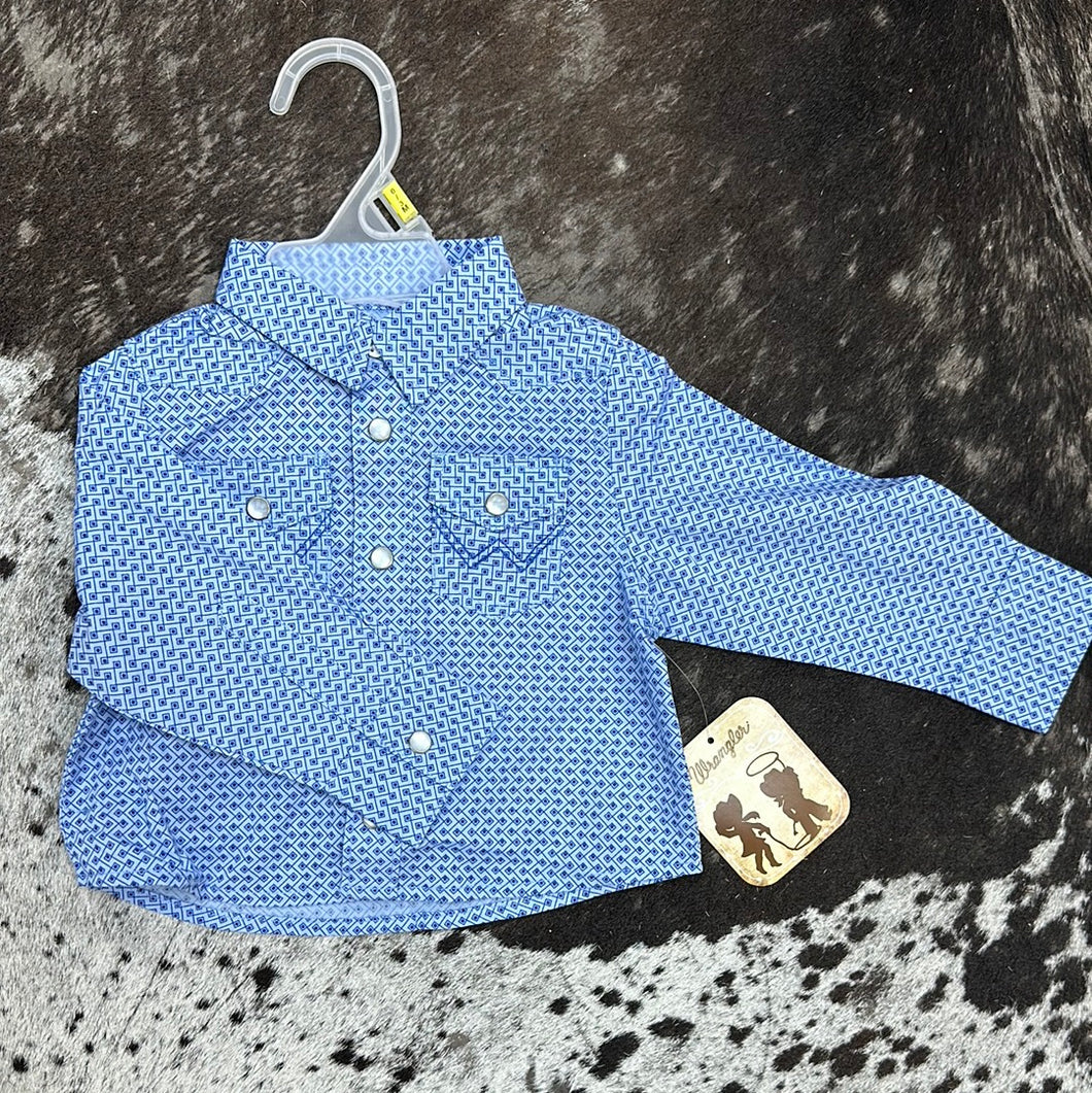 Baby Boy Wrangler Blue LS Snap Shirt
