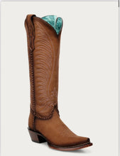 Load image into Gallery viewer, Women’s Corral Brown Embroidery &amp; Woven Tall Top Snip Toe Boot