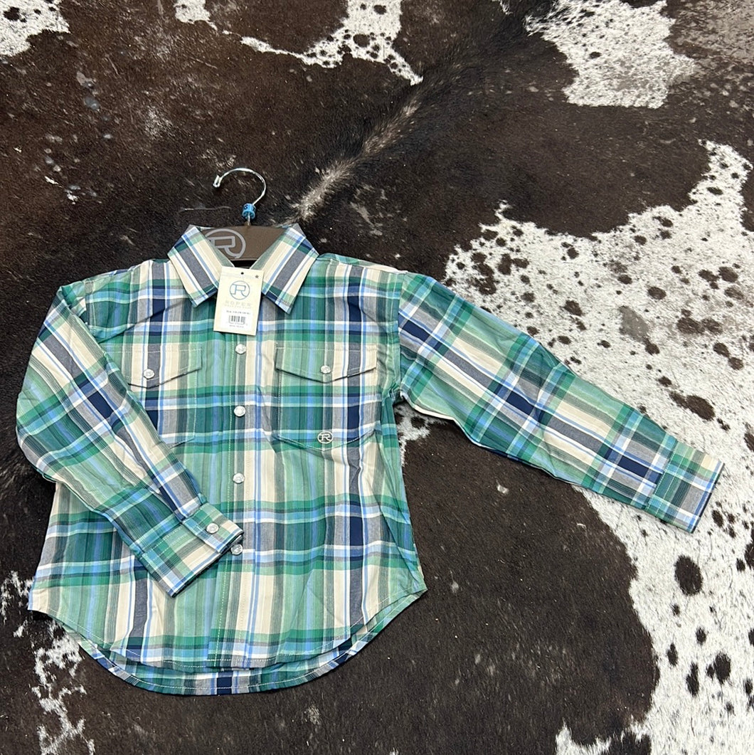 Boy’s Roper Ocean Plaid LS Snap Up