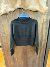 Load image into Gallery viewer, Women’s Denim Collar Black Knit Cardigan