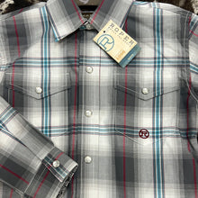 Load image into Gallery viewer, Boy’s Roper Gray Cloud Plaid LS Snap Up