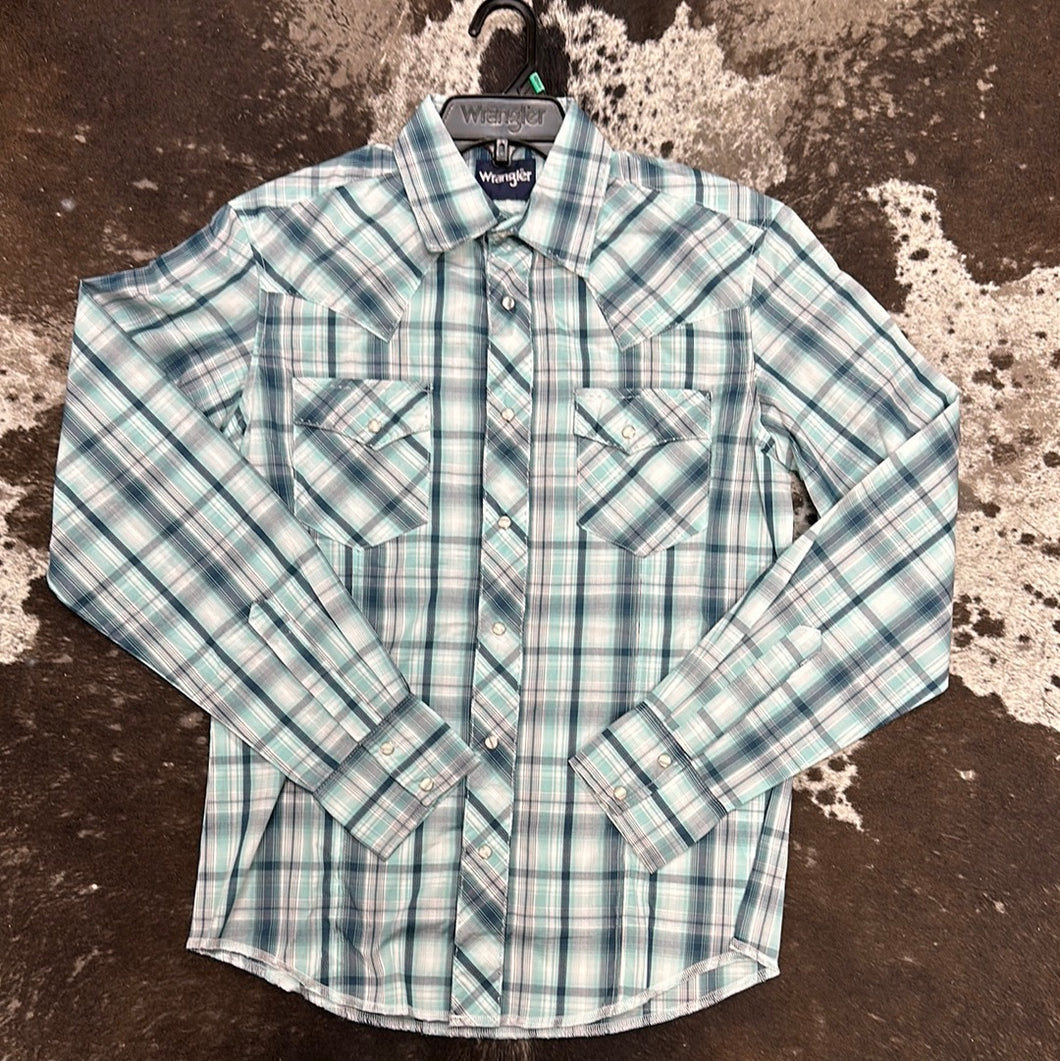 Wrangler Blue Plaid Snap Up.