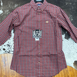 Panhandle Mens Burgundy Plaid Shirt