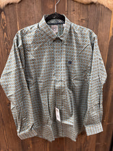 Load image into Gallery viewer, Men’s Cinch Long Sleeve Green Print Button Up