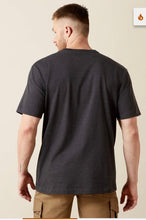 Load image into Gallery viewer, Ariat Mens Rebar Cotton Strong Standard Pocket Charcoal Heather SS Tee