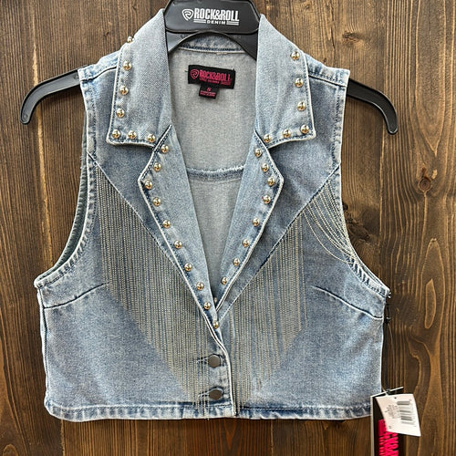 Denim Vest with Fringe.