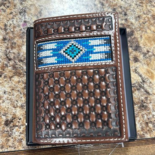 Ariat Trifold Southwest Inlay Wallet.