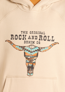 Rock & Roll Boys Aztec Skull Graphic Hoodie.