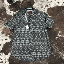 Load image into Gallery viewer, Men’s Rock&amp;Roll Charcoal Aztec SS Snap Up