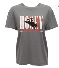 Load image into Gallery viewer, Hooey Ladies Dark Grey Reactive Dye SS T-shirt With White And Peach Logo
