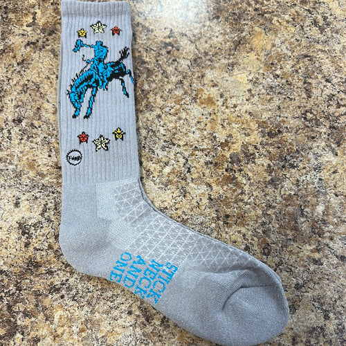 Fringe Nudie Live Long Grey Performance Crew Socks.