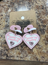 Load image into Gallery viewer, Pucker Up Cowboy Earrings.