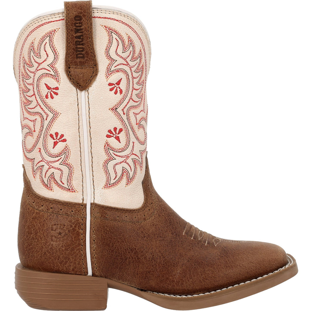 Durango Little Girl's Shyloh Metallic Peach & Tan Western Square Toe Boot.