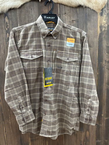 Men’s Ariat Rebar Chocolate LS Work Flannel