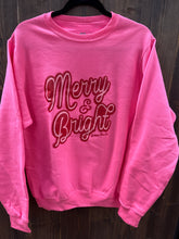 Load image into Gallery viewer, Women’s Merry and Bright Hot Pink Sweatshirt