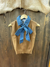 Load image into Gallery viewer, Denim Tie Neck Sleeveless Coco Knit Top