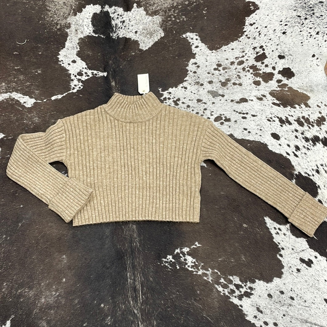 Women’s Taupe Cropped Sweater