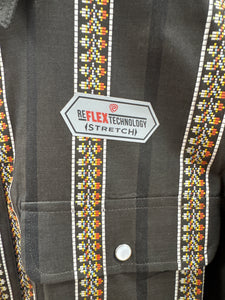 Men’s Rock & Roll Brown Printed Long Sleeve Snap Up