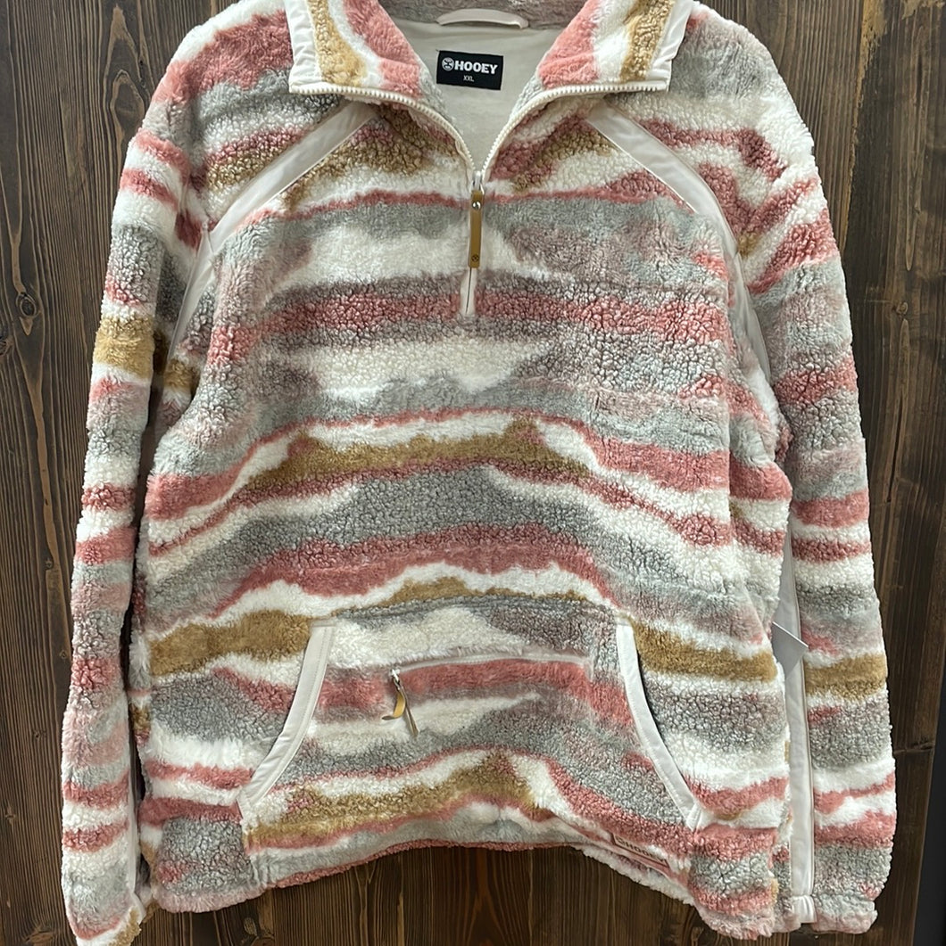Hooey Ladies Cream/Grey Fleece Pullover