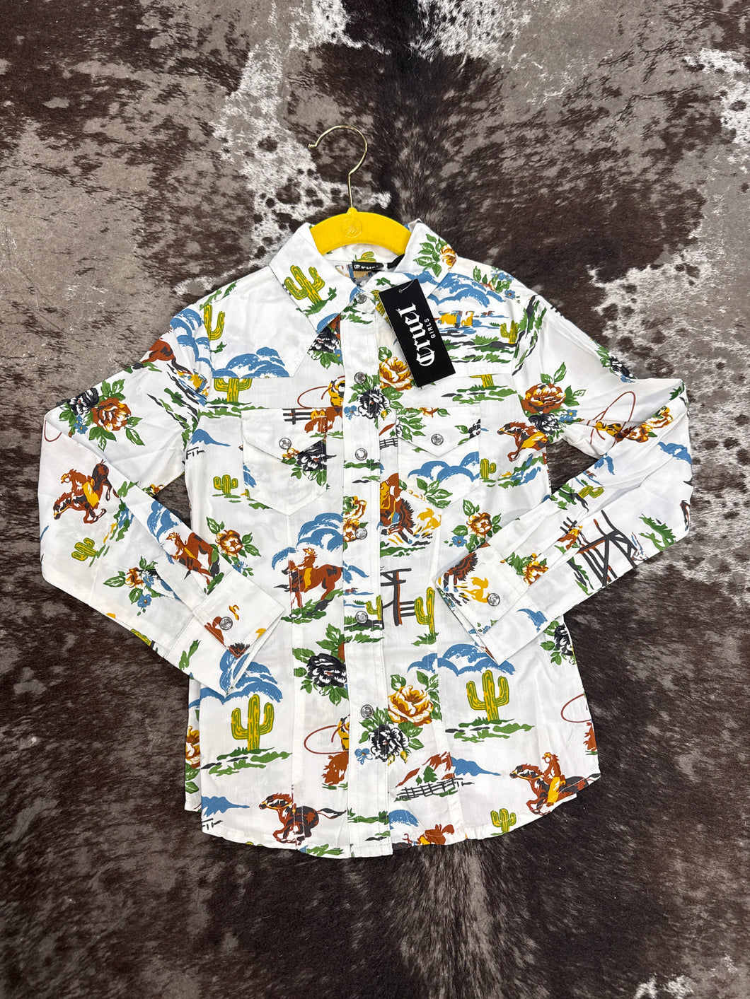 Girls Cinch Horse LS Snap Up