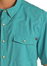 Load image into Gallery viewer, Rock &amp; Roll Short Sleeve Western Turquoise Snap Up.