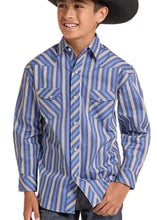 Load image into Gallery viewer, Rock And Roll Boys Blue Stripe Button Up