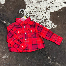 Load image into Gallery viewer, Girl’s Wrangler Red Plaid LS Snap Up