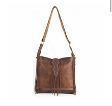 Load image into Gallery viewer, Women’s Justin Cognac Crossbody With Leather Fringe