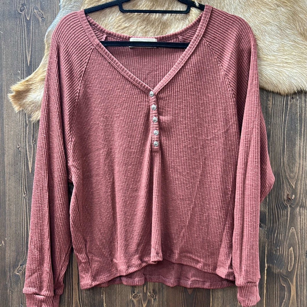 Women’s Ribbed Henley Sweater