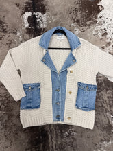 Load image into Gallery viewer, Women’s Veveret Knit Body Denim Layered Jacket