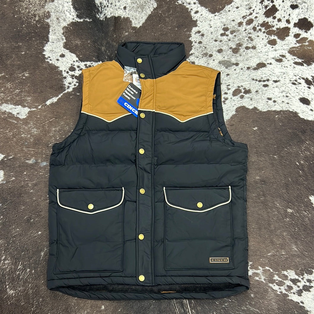 Men’s Cinch Black & Brown Puffer Vest