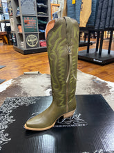 Load image into Gallery viewer, Dan Post Woman’s Zip Heartland Olive Snip-toe boot