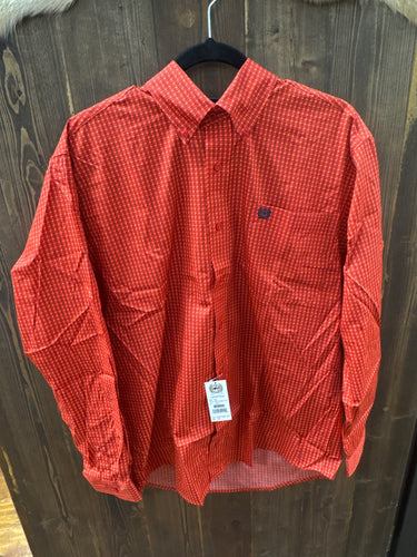 Men’s Cinch Long Sleeve $$ Red Button Up