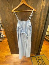 Load image into Gallery viewer, Woman’s Striped Blue Sleeveless Square Neck Maxi Dress With Back Tie