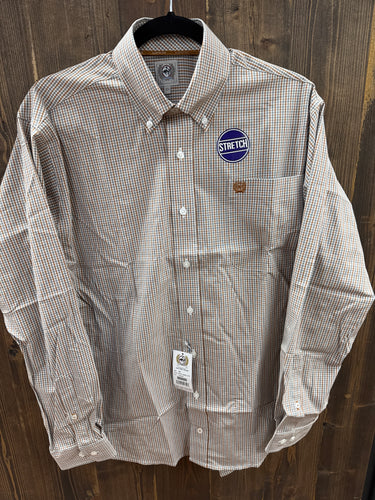 Men’s Cinch White Plaid Long Sleeve Button Up