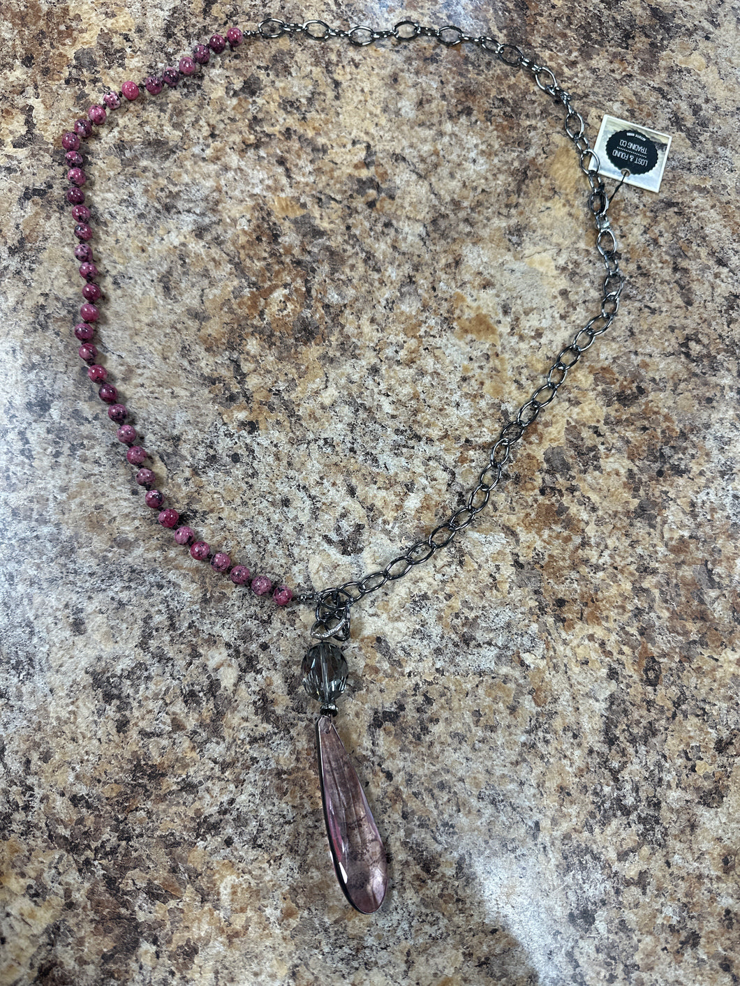 Long Crystal Beaded Necklace.