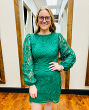 Load image into Gallery viewer, Holiday Party Green Lace Dress