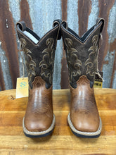Load image into Gallery viewer, Little Kids Roper Square Toe Brown Burnished Leather Vamp Boot
