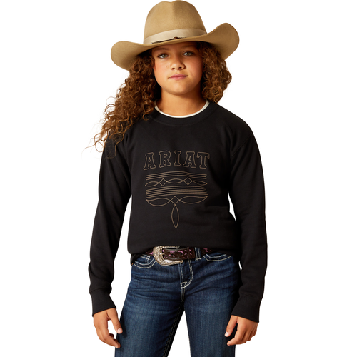 Ariat Girls' Booted Logo Black Sweatshirt.